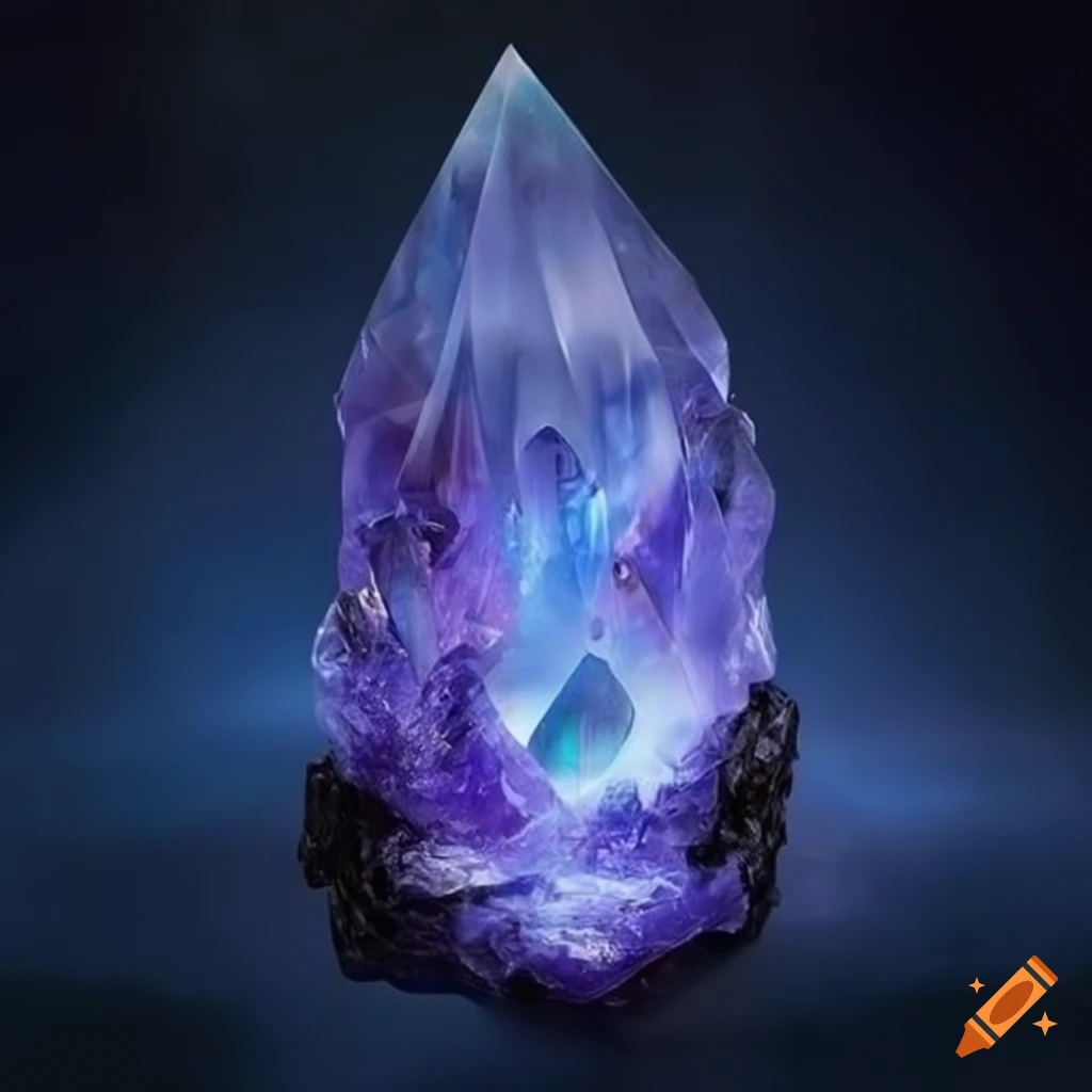 Mystical crystal of medium size, shining and translucent. fantasy