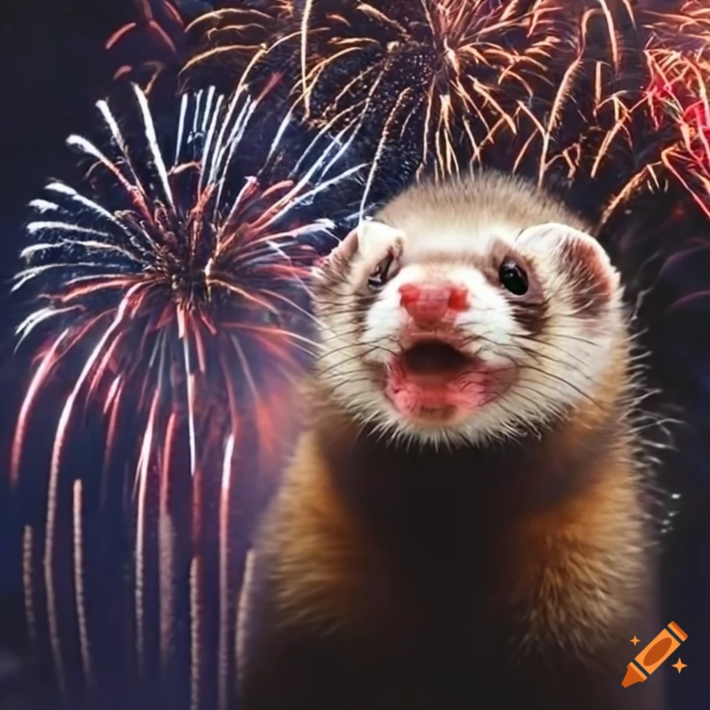 Ferrets watching fireworks