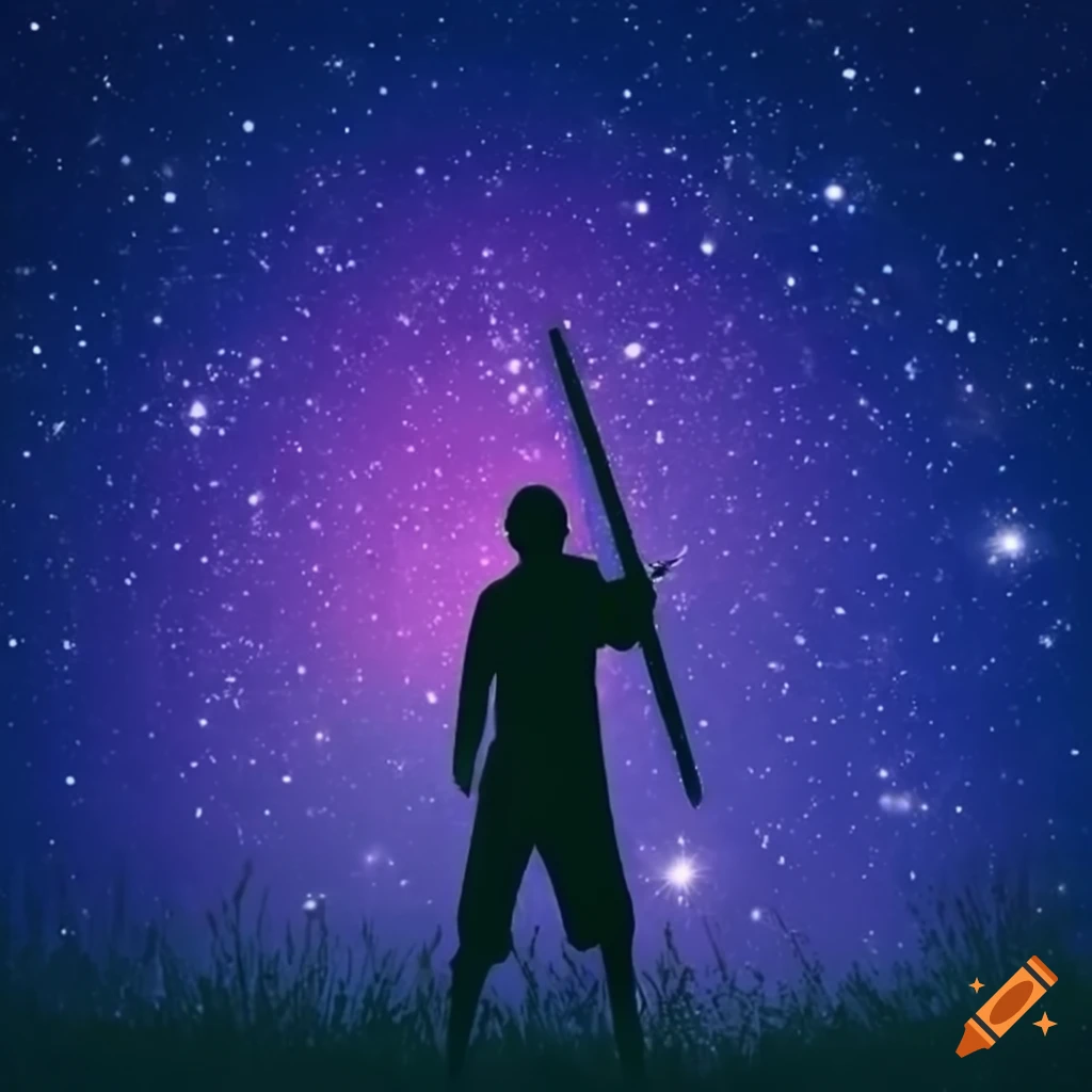 A warrior under the starry sky on Craiyon