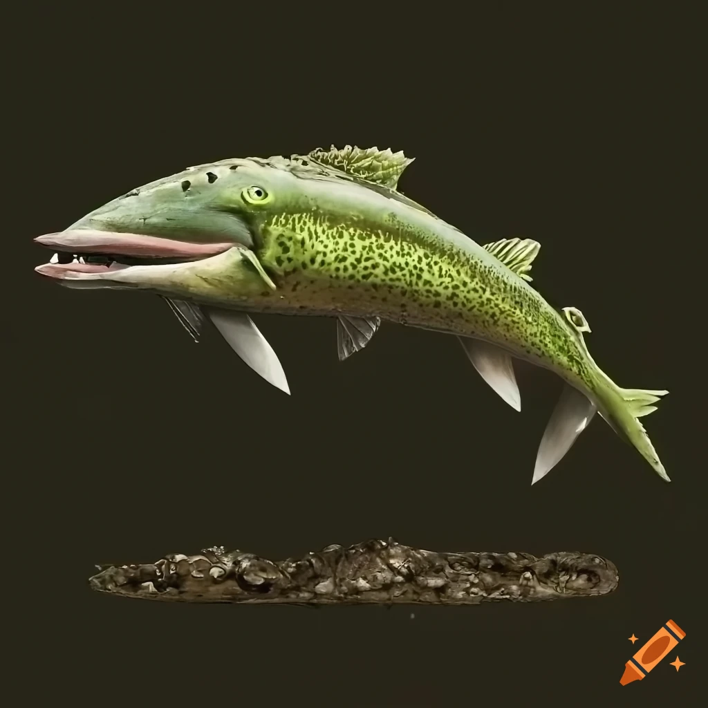 Realistic speculative evolution taxonomic drawing of alien mud eating  sturgeon-salmon reptile saurapod hybrid with saw nose swimming in marshy  muddy brown waters (dark coloration, full body) on Craiyon