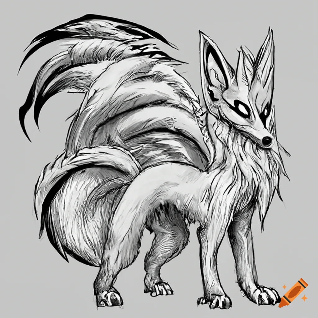 Nine Tailed Fox Drawing by hoang13286 - DragoArt