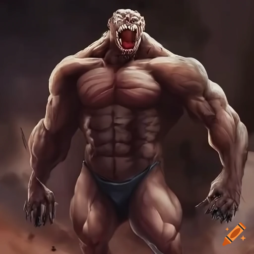 Muscular monster in darkness