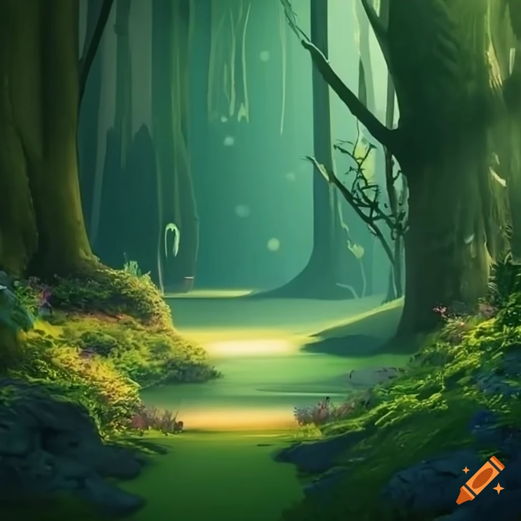 A summer forest with magical surroundings