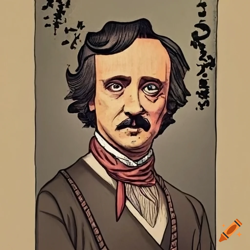 Edgar allen poe in japanese woodblock style on Craiyon