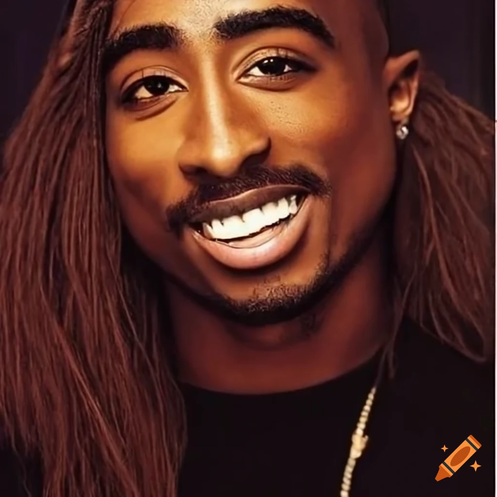2pac with long hair on Craiyon