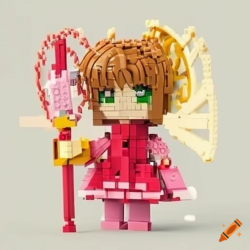 Anime character cardcaptor sakura made of lego blocks, happy on Craiyon