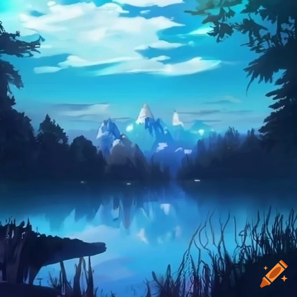 HD desktop wallpaper: Anime, Landscape, Sky, Mountain, Lake, Cloud download  free picture #1007864