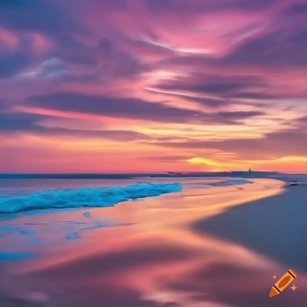 Pink Sunset On The Beach