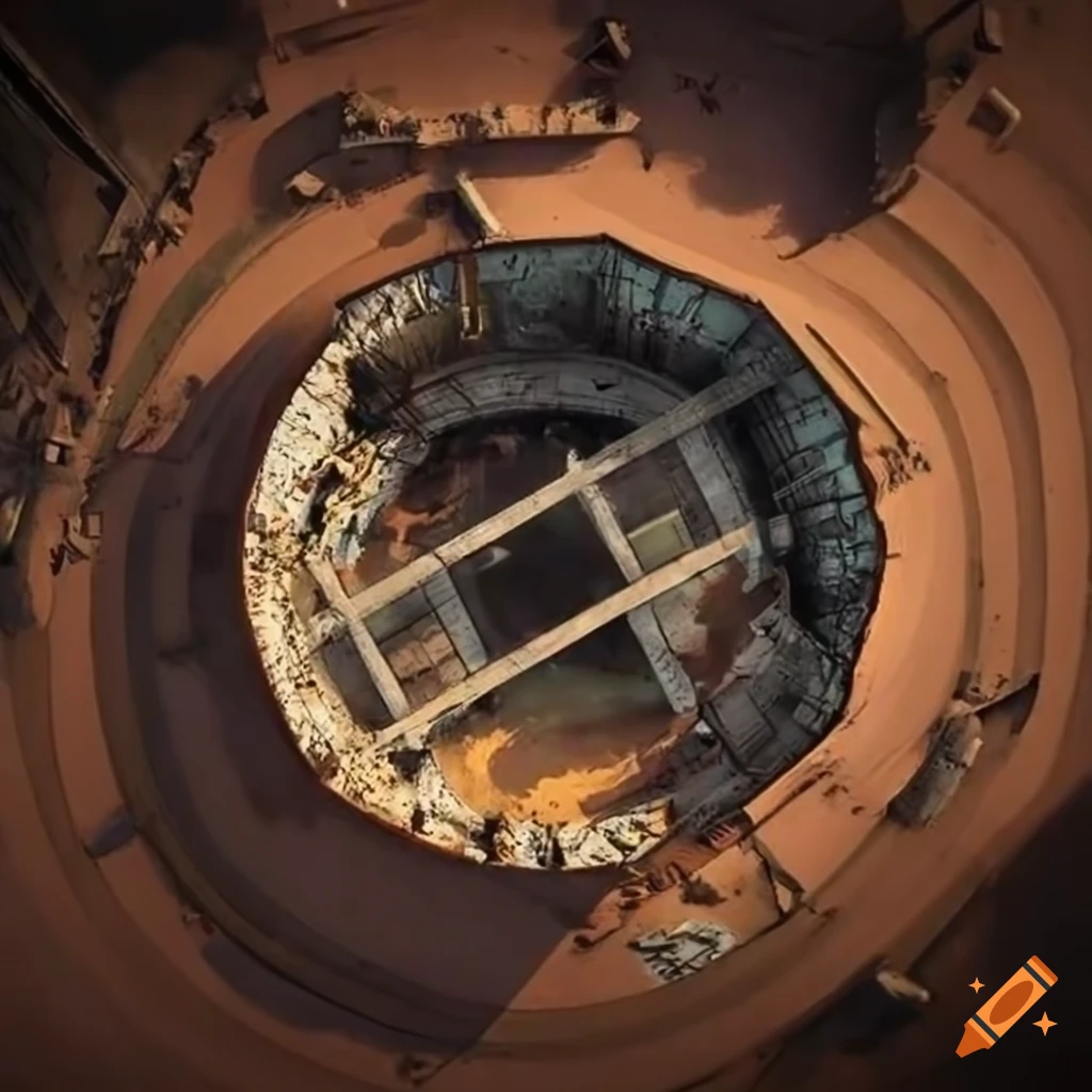 Map post apocalyptic desert abandoned station destroyed top view silo ...