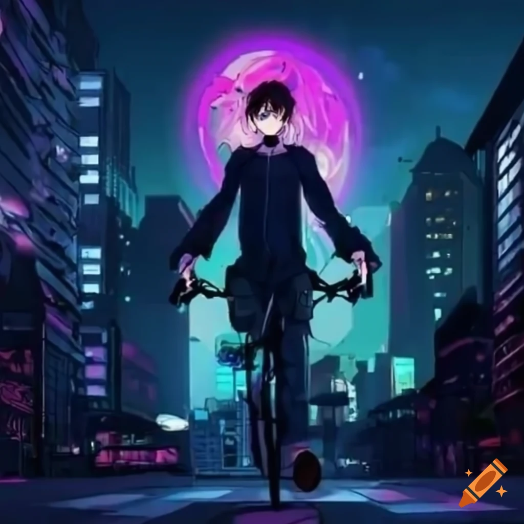 Anime male in dark city