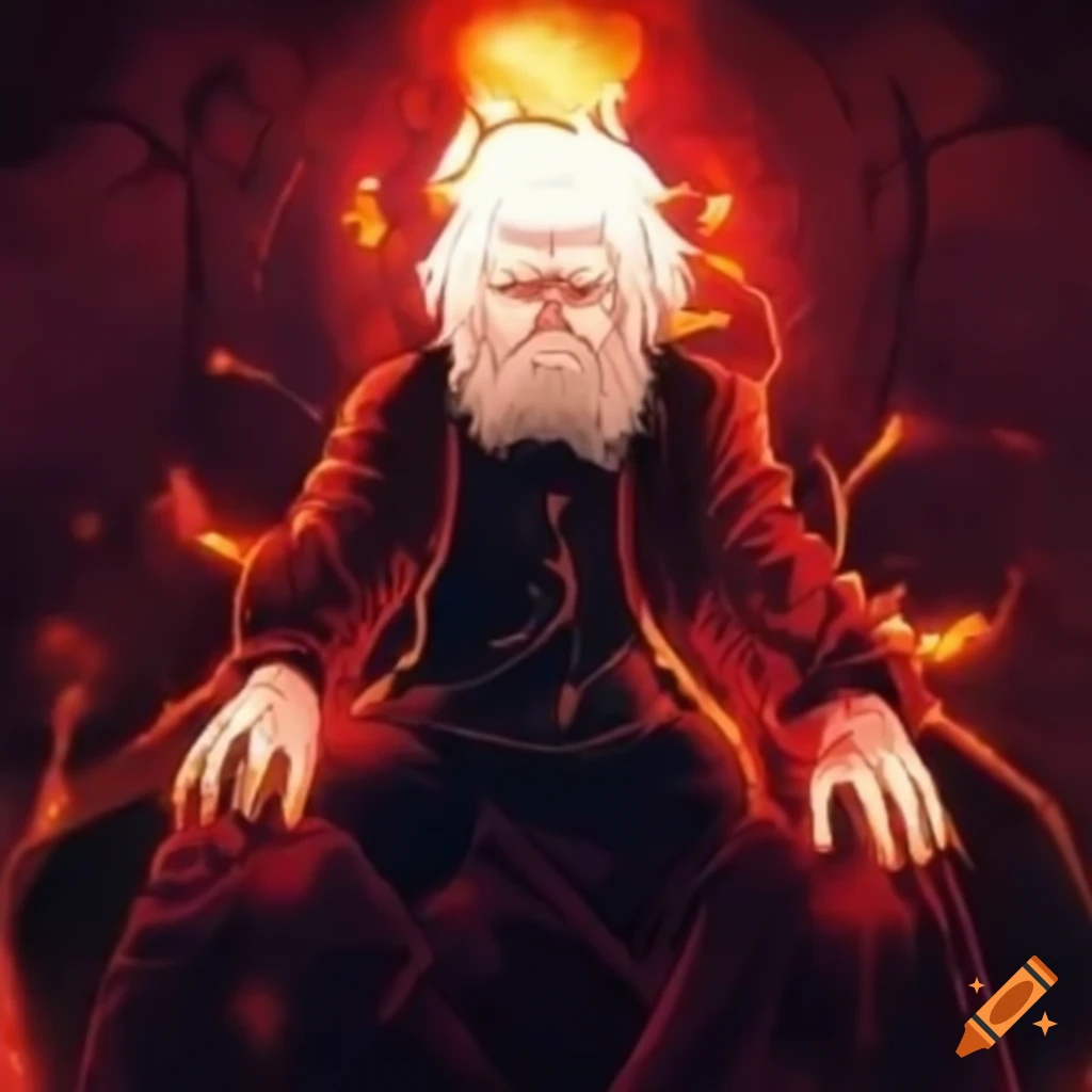 Karl Marx as an anime character who is super powerful on Craiyon
