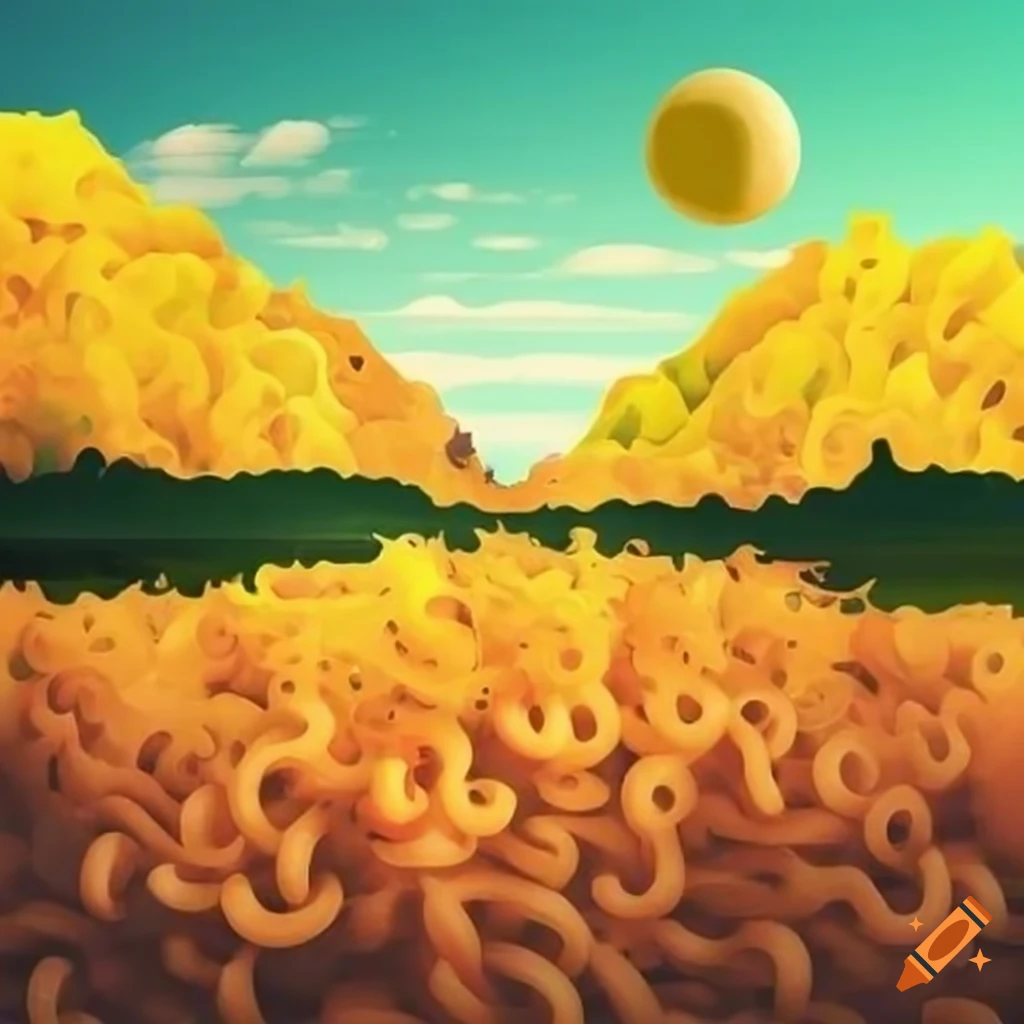 Macaroni noodles made into a lovely landscape image