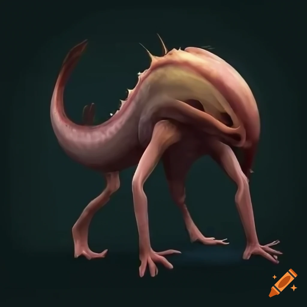 A short creature with tentacle ears scales instead of a mouth no chin