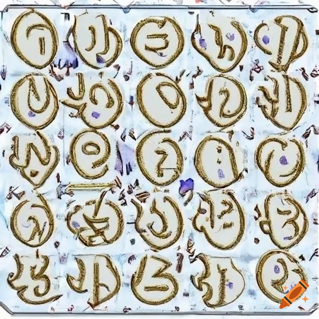 Enamelled gold letters on stone background on Craiyon