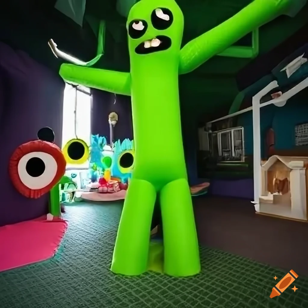 Big tall green monster that looks like inflatable tube man with
