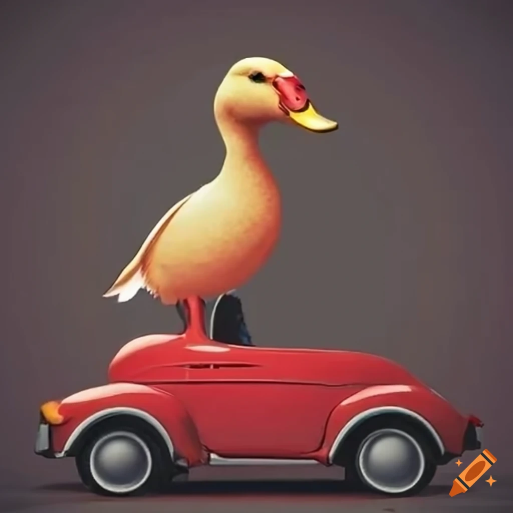 Duck in a red car on Craiyon