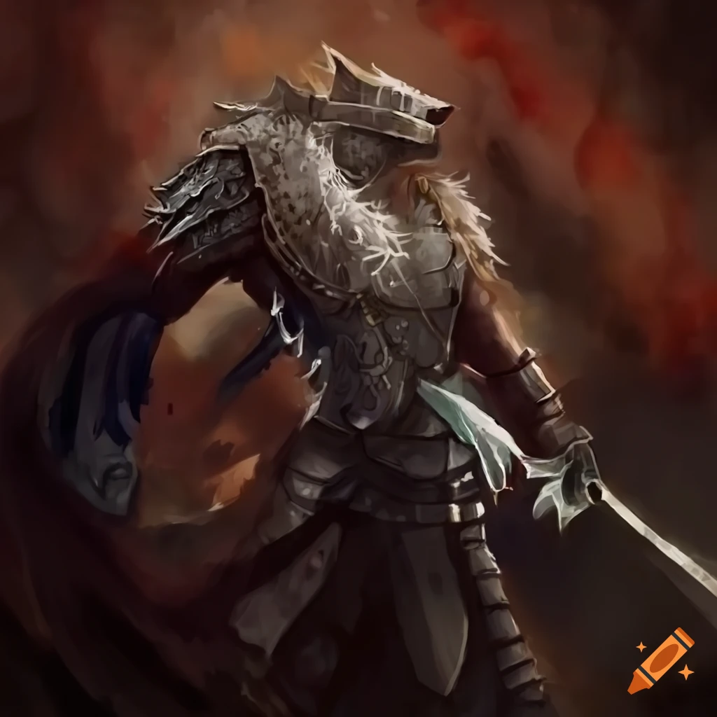 Knight using fenrir armor wielding greatsword on Craiyon