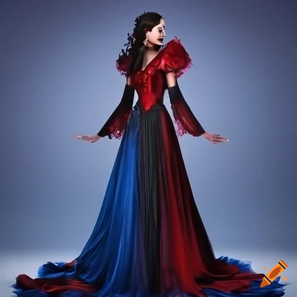 Medieval Dress Black Dark Blue