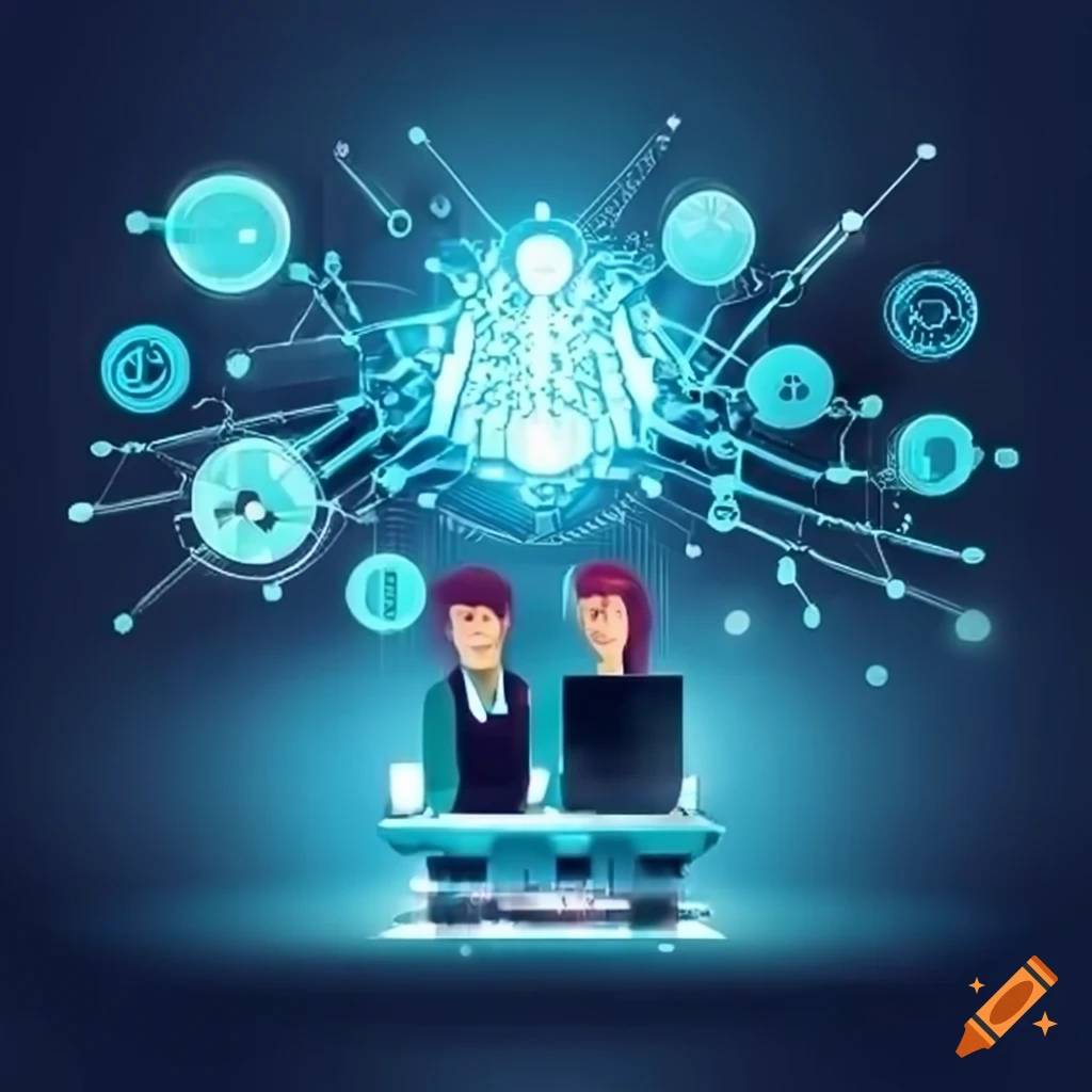 Computer Ai People People and computer discussing artificial intelligence development on ...