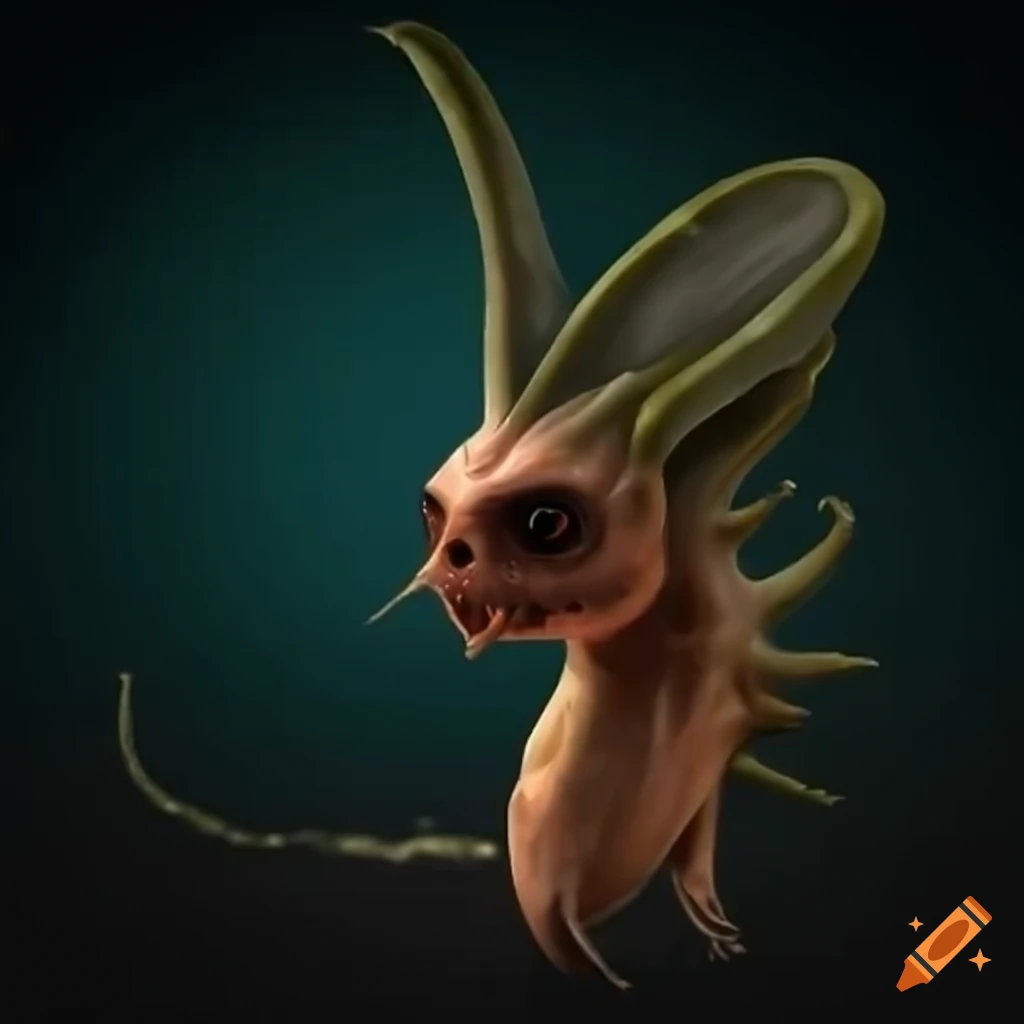 A short creature with tentacle ears scales instead of a mouth no chin