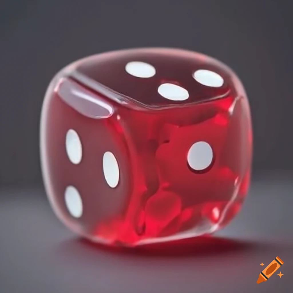 Red dice made of glass