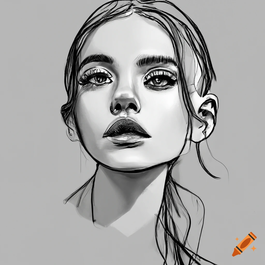 Premium Vector | A digital sketch vector art illustration design of a cute  girl drawing