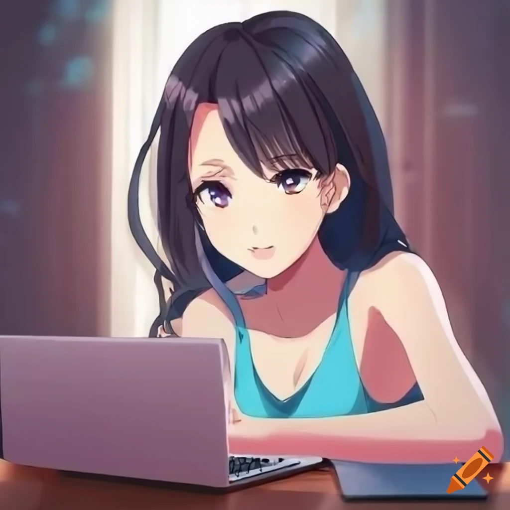 At-home Remote Work Job Female Anime Manga... - Stock Illustration  [66051253] - PIXTA