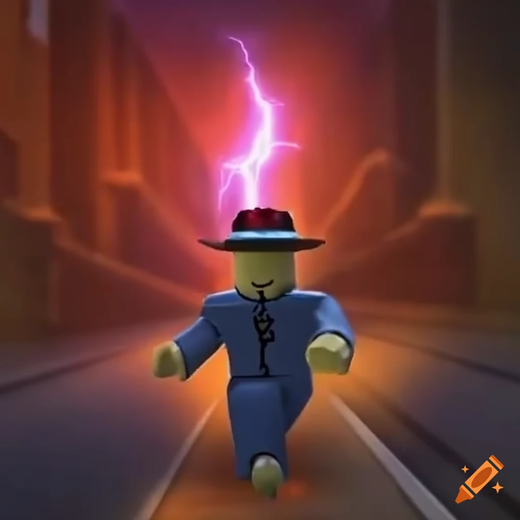 Logo roblox man running fast lightning trail behind 1080p