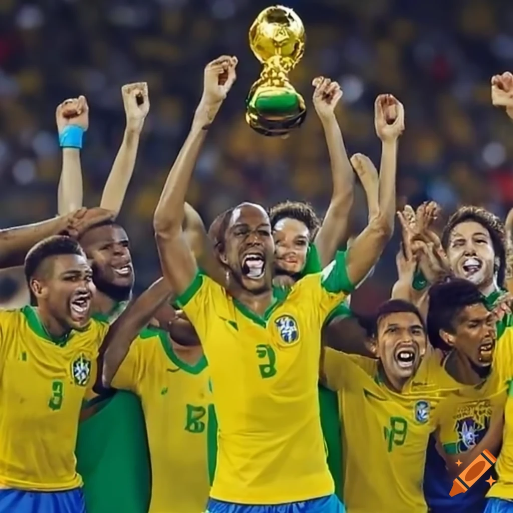 Brazilian soccer team celebrating victories in the world cup, brazilian  teams soccer 
