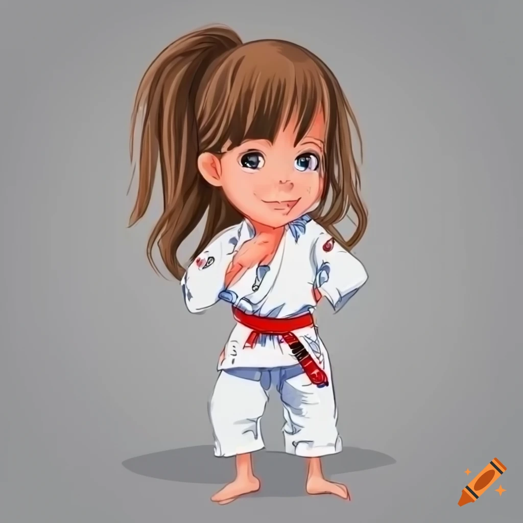 A picture featuring a cartoon girl wearing a jiu jitsu gi and