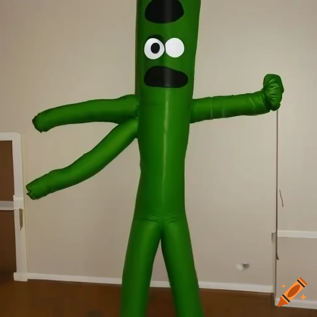 Big tall green monster that looks like inflatable tube man with sharp ...