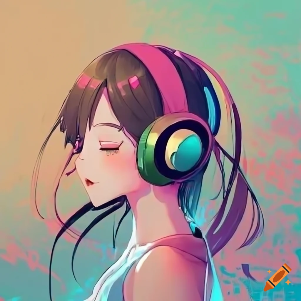 TOKERX MUSIC - Anime Girl With Headphones Art-demhanvico.com.vn