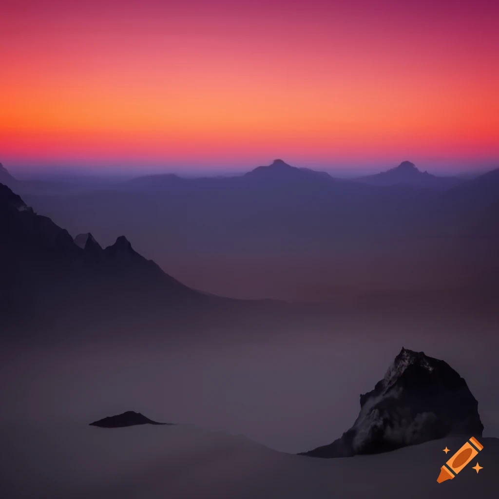 Red sky horizons foto realistic desert black mountains