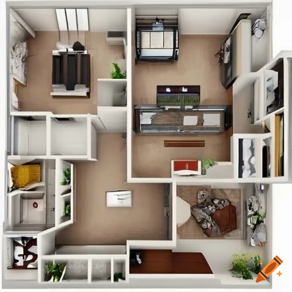 A Floor Plan For An Apartment With 1
