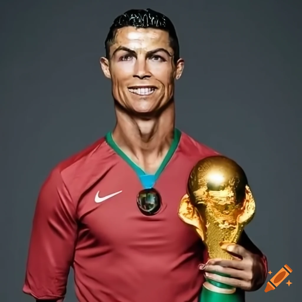 Cristiano ronaldo holding world cup trophy on Craiyon