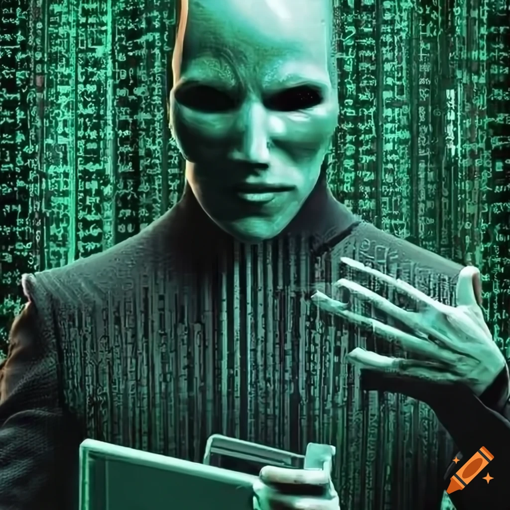 Picture of a computer and a hacker in the style of the movie matrix on ...