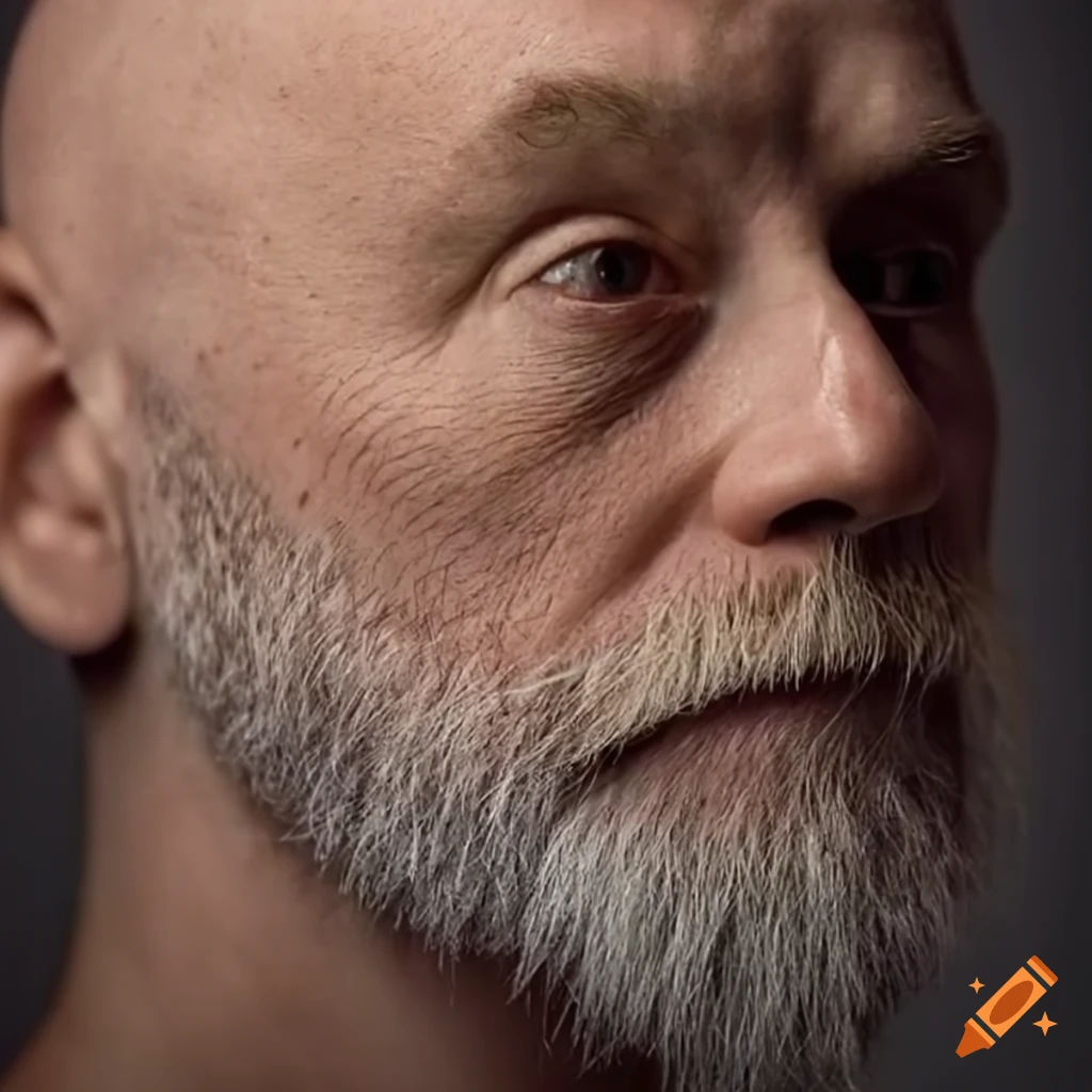 Slim bald bearded man with a flatcap