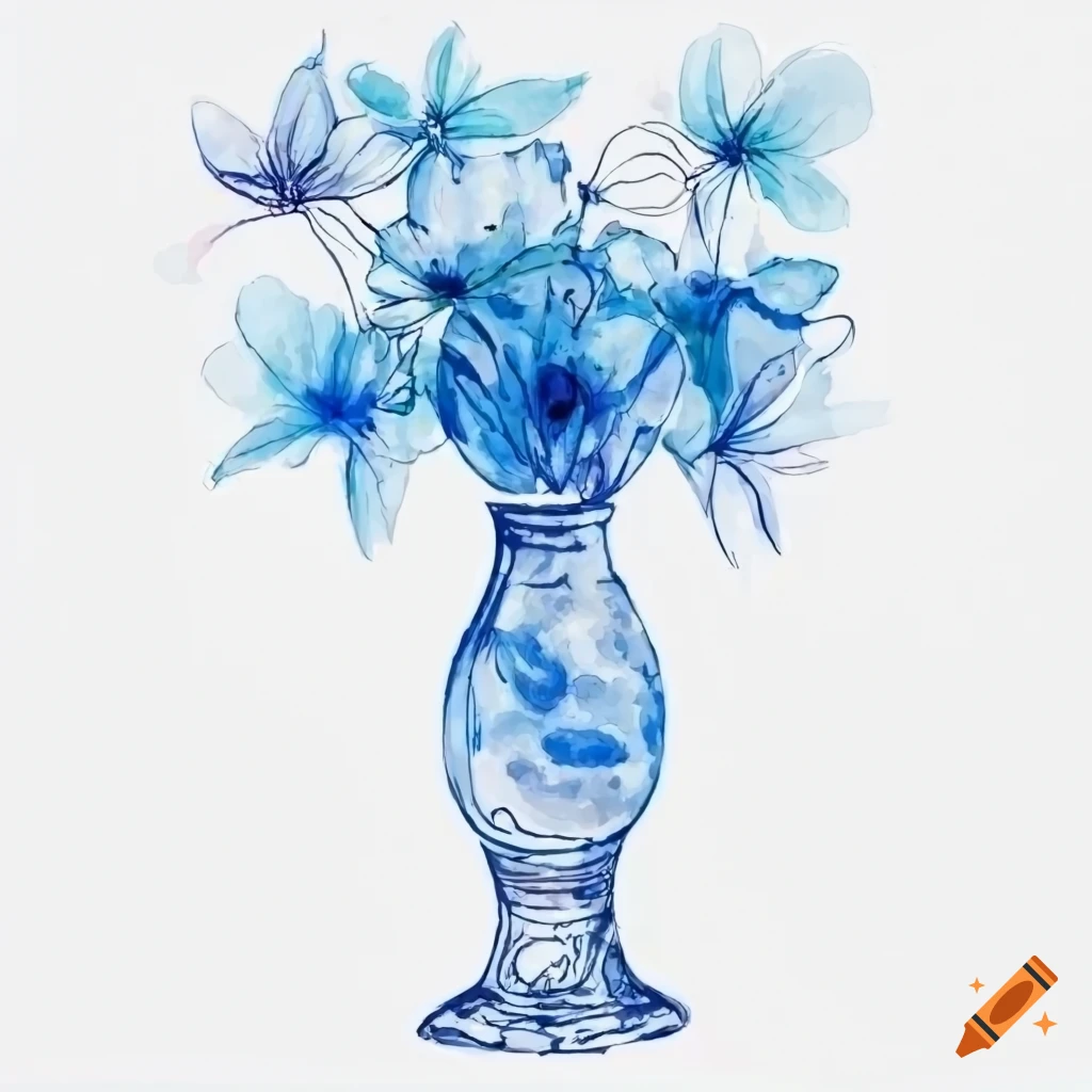 watercolor drawing. bouquet, composition of transparent flowers and leaves. blue  flowers tulips in vintage style. 9463968 Vector Art at Vecteezy