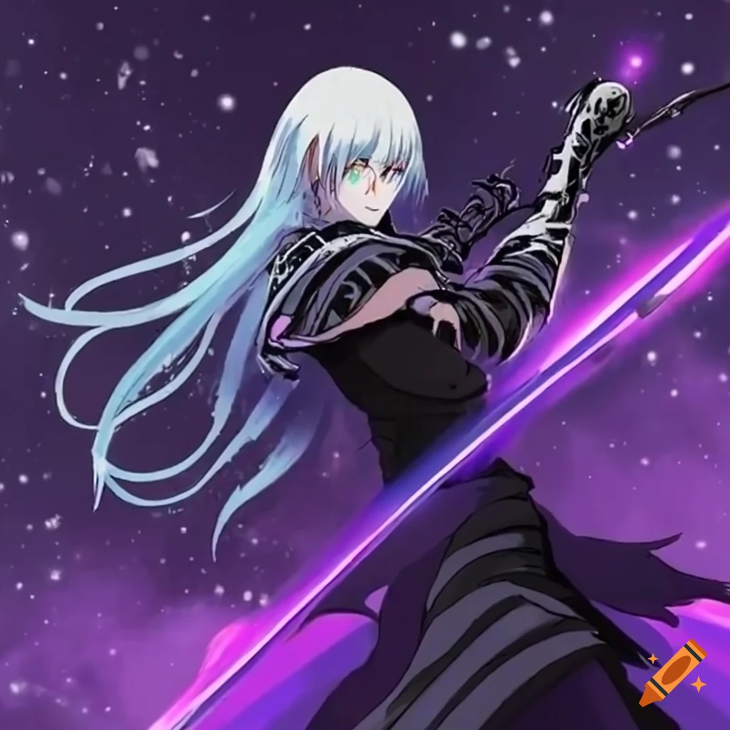 Character from fire emblem three houses with white hair and sword on Craiyon