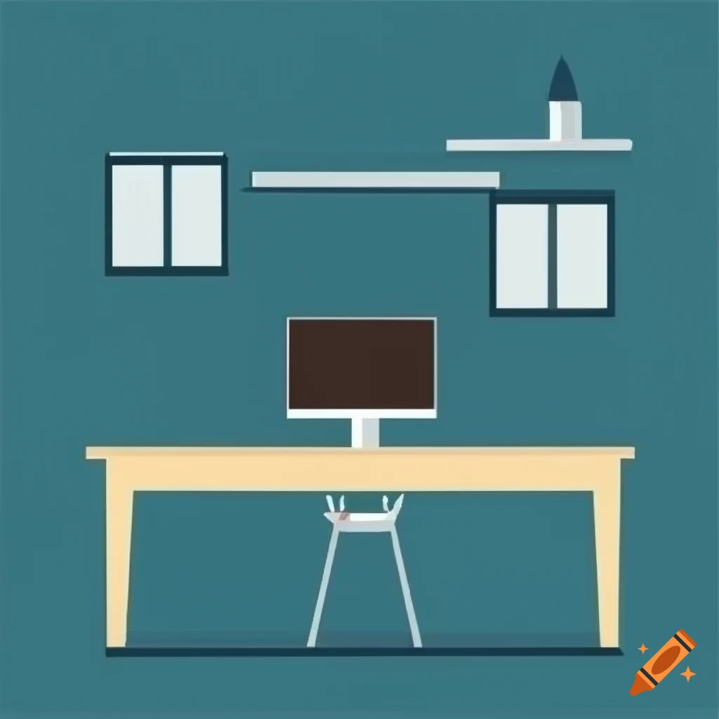 Flat design empty office on Craiyon
