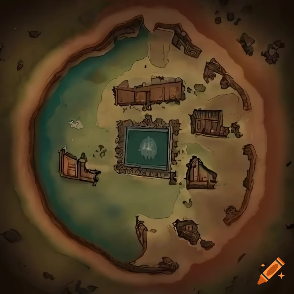 Simple not many detailes rpg map view from above medieval on Craiyon