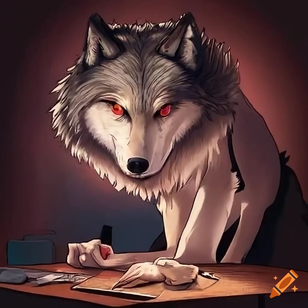 A wolf on desk