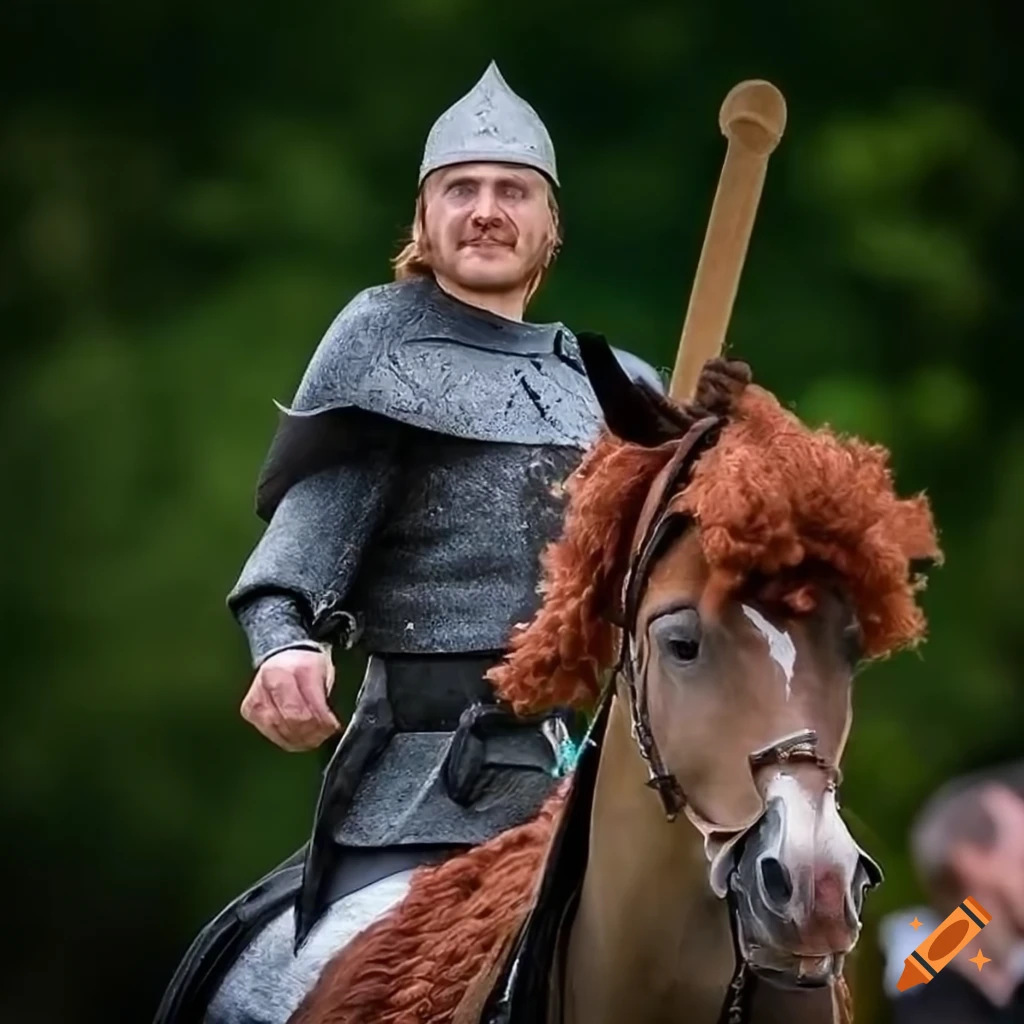 Medieval irish king on horseback