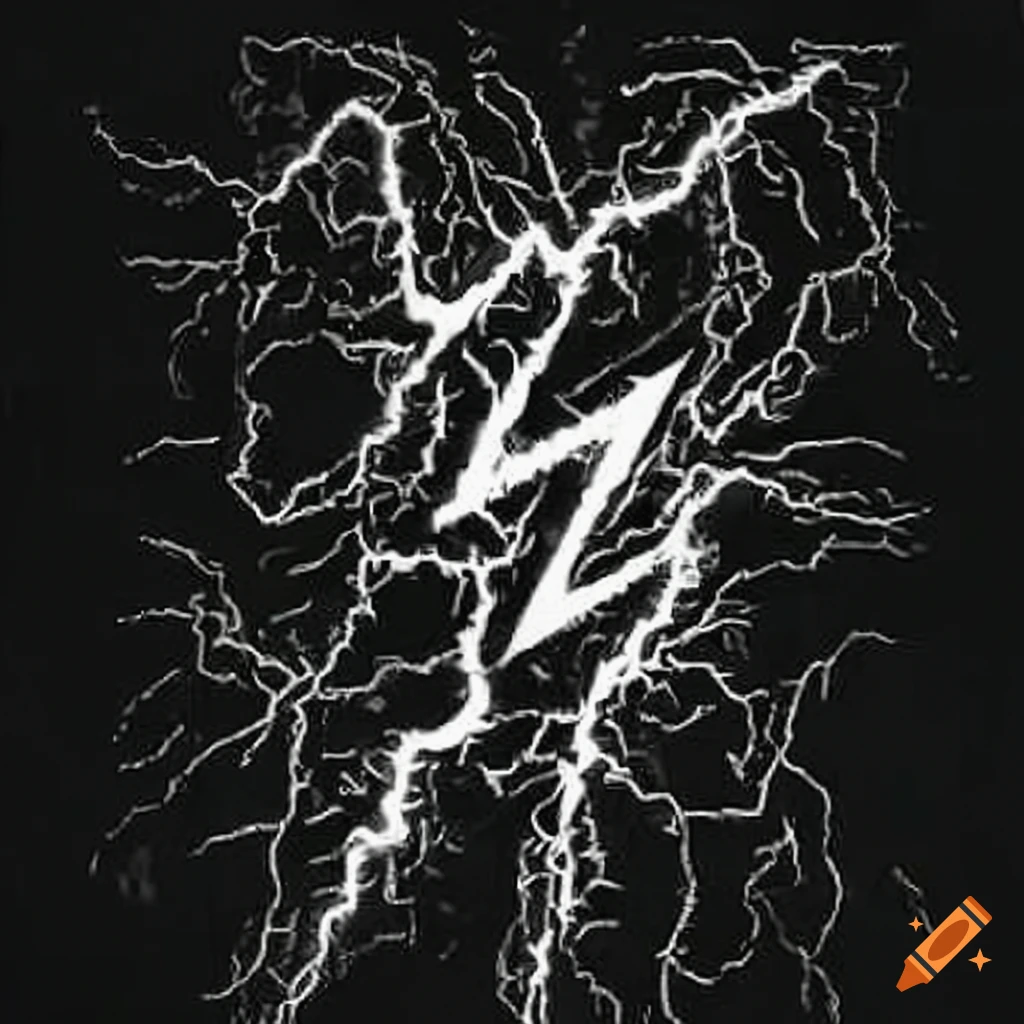 lightning drawing black and white