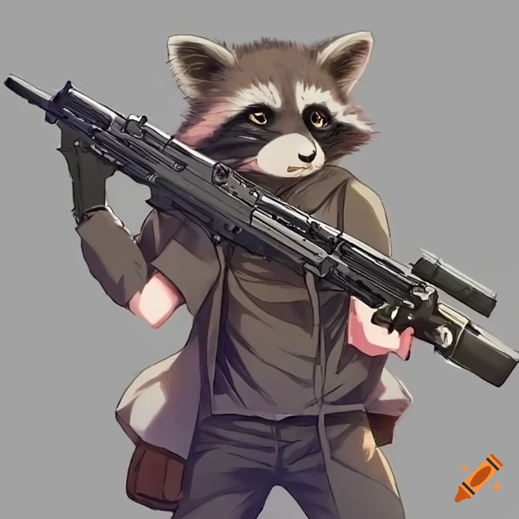 Raccoon with a gun on Craiyon