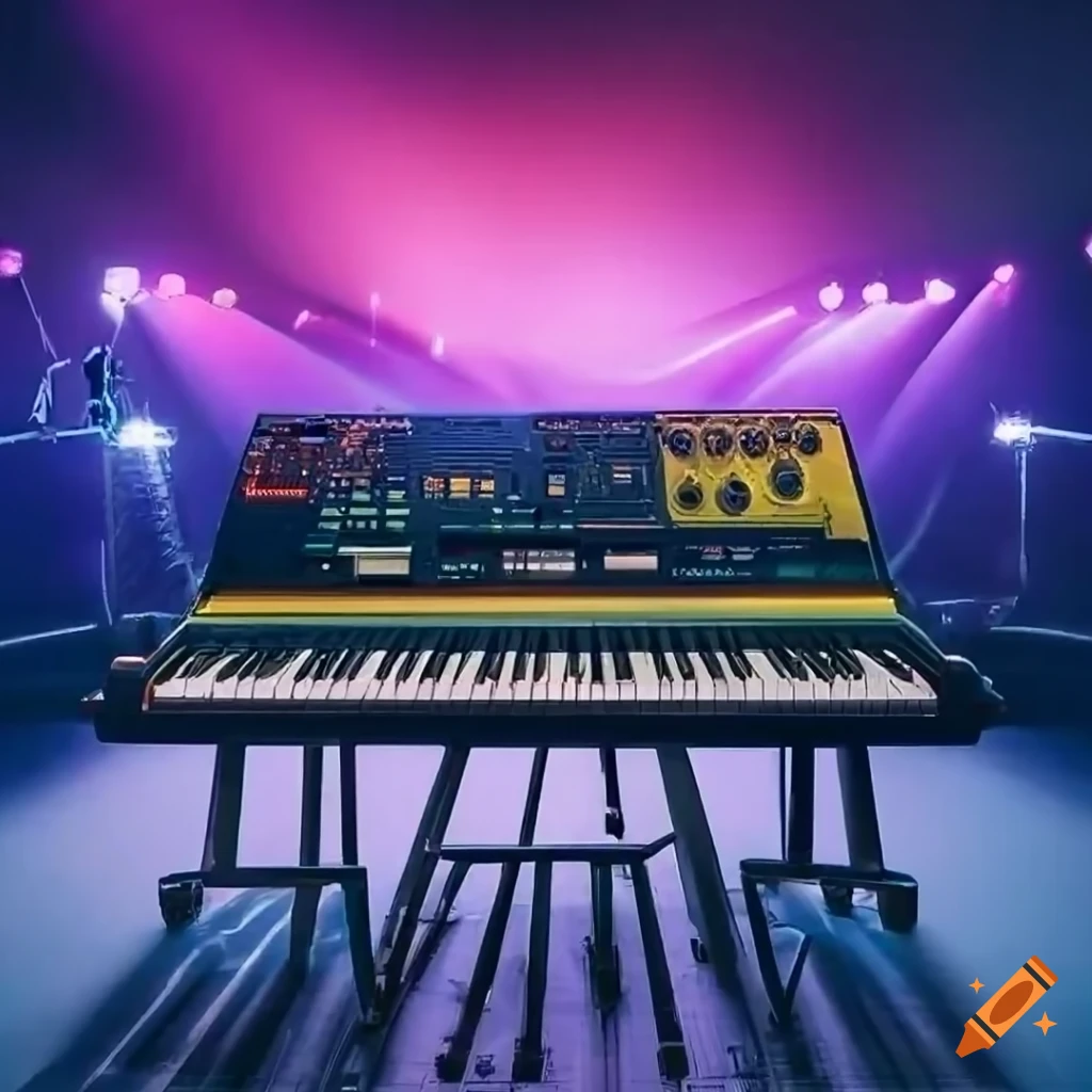 Piano and many synthesizers on a large full vast modern steal rock