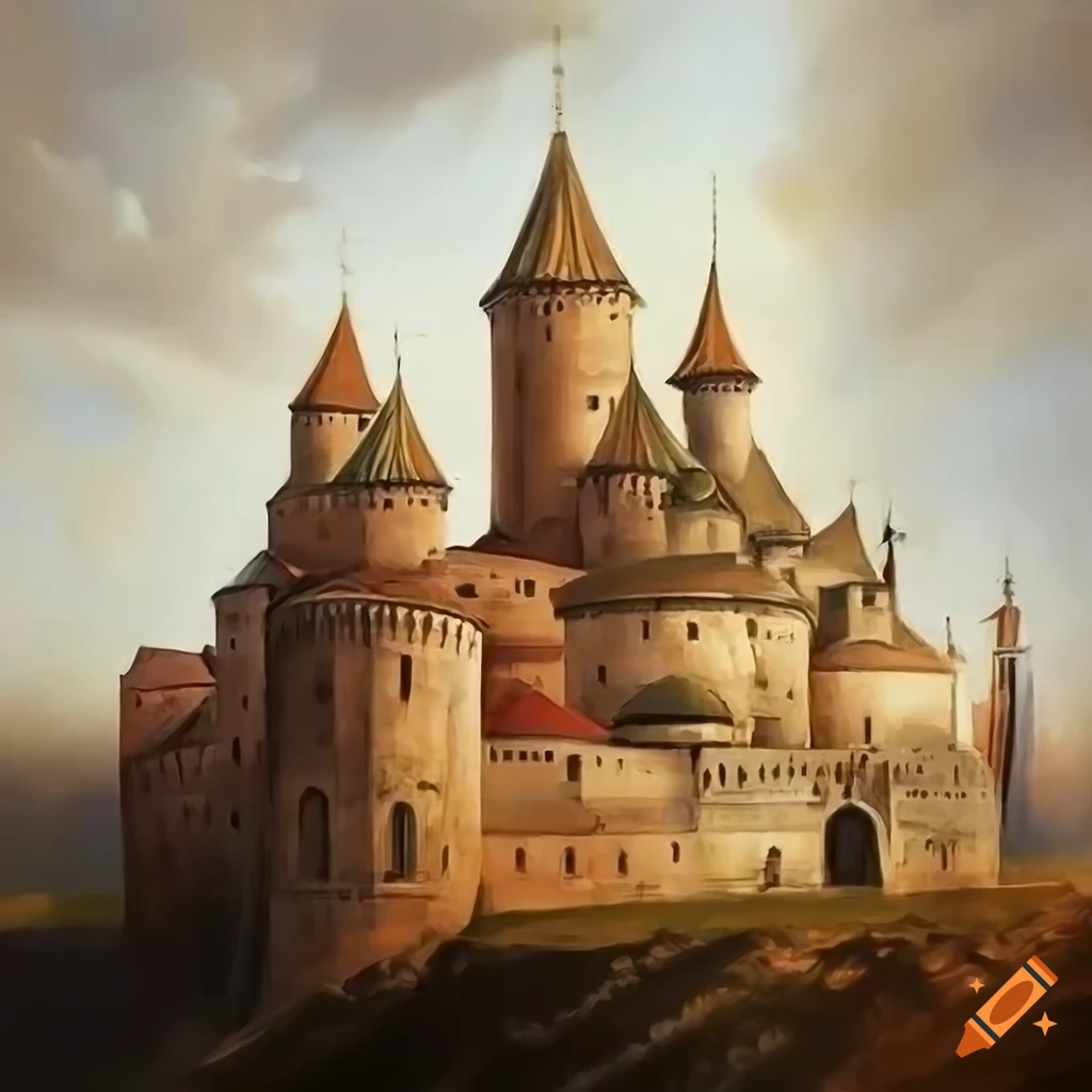 A majestic fortress blending medieval and soviet architectural styles, high  definition, photorealist, oil on canvas