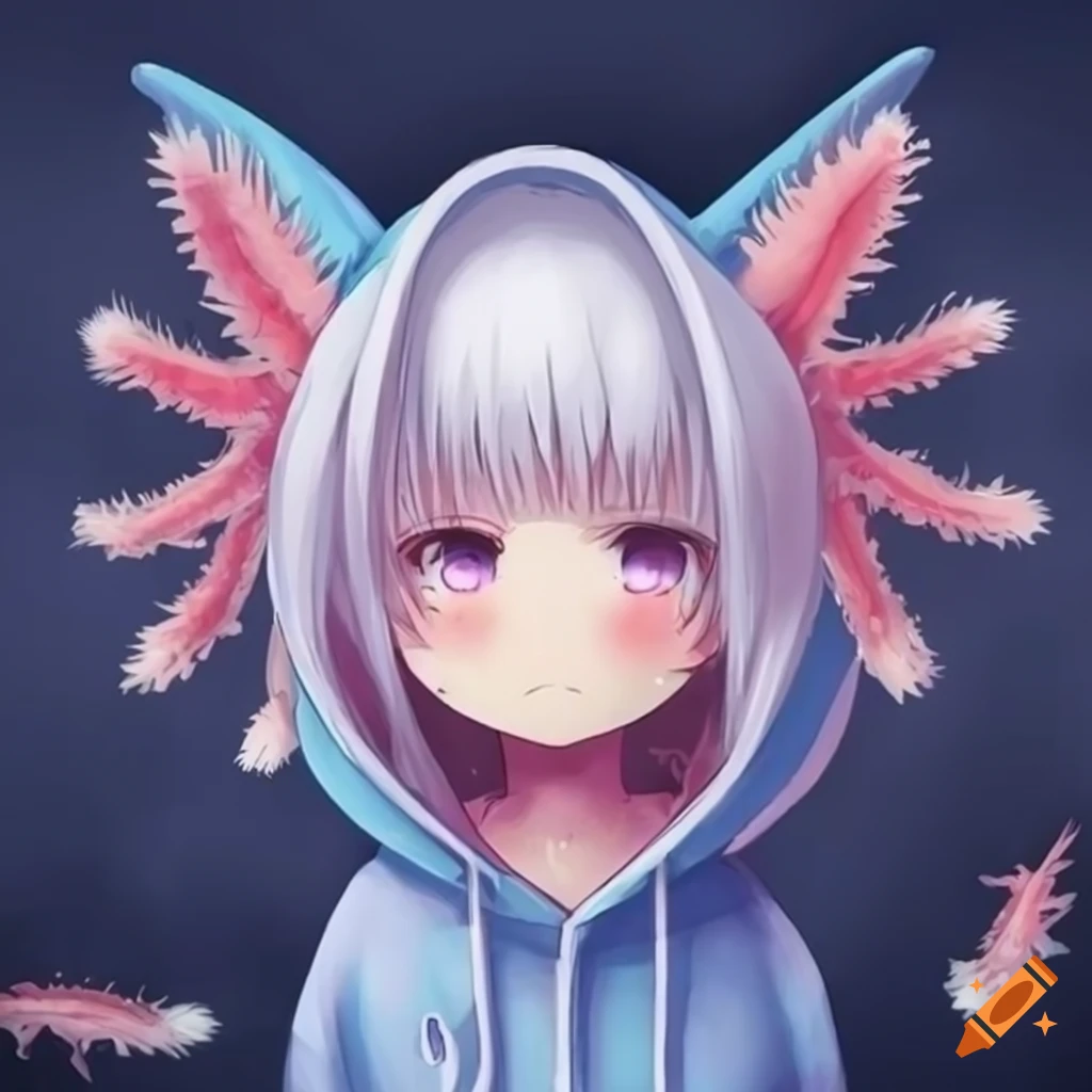 Premium Vector | Cute kawaii girl in axolotl costume character