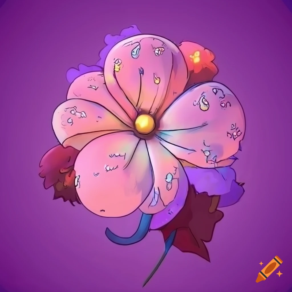 A simple cel shaded fantasy flower in a cute style