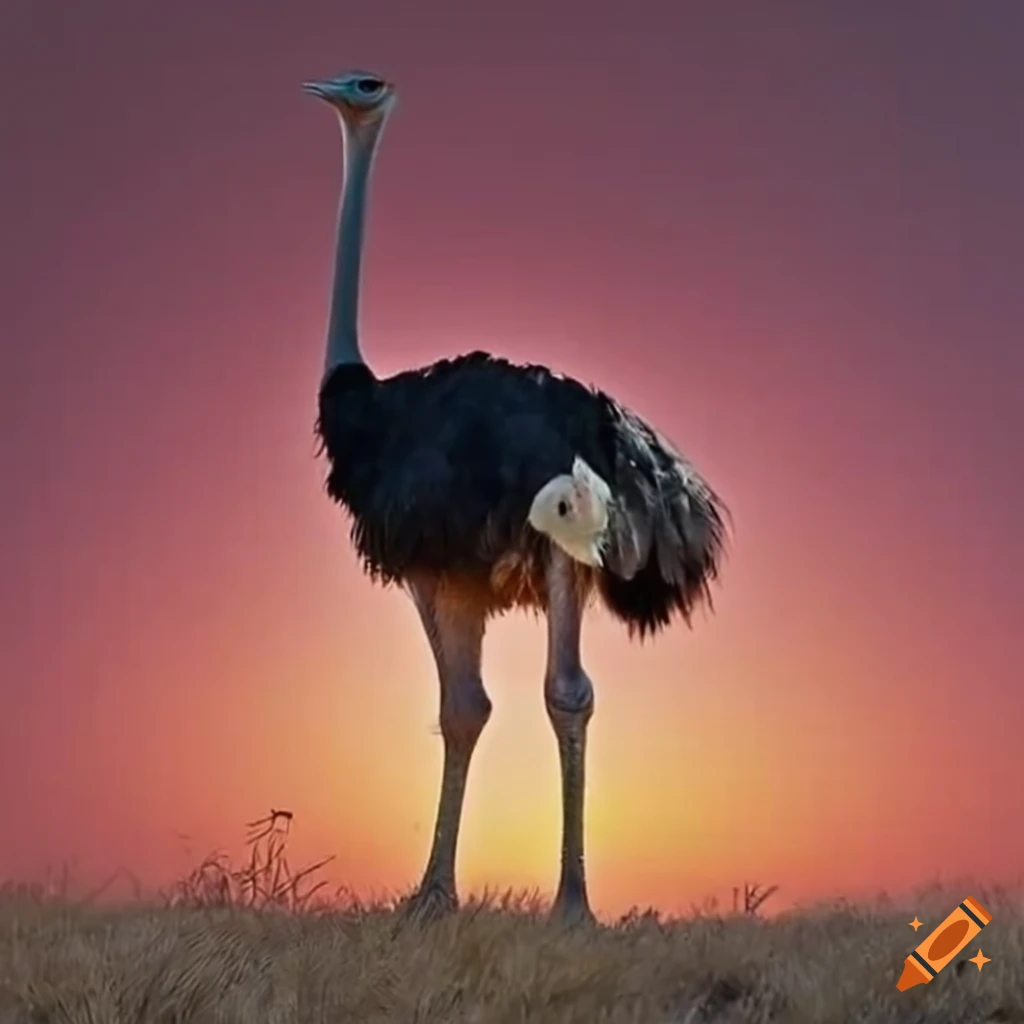 ostrich full body picture from 30 feet away, especially gorgeous and likeable